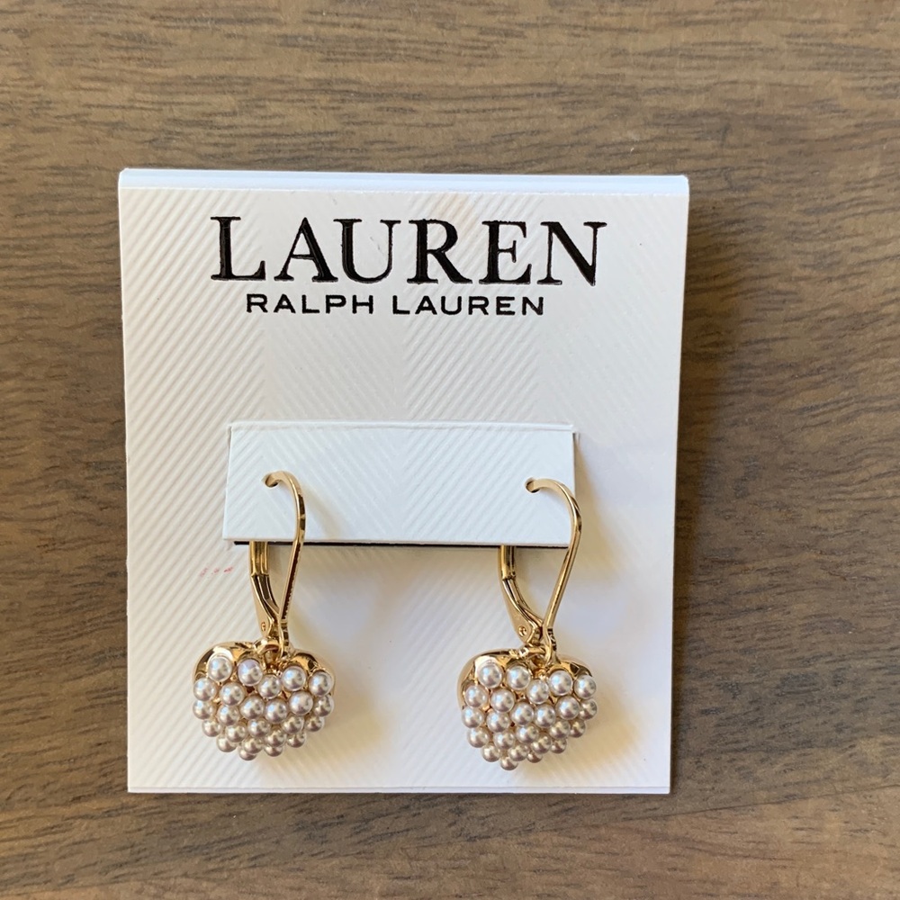 Lauren Ralph Lauren Gold-Tone Imitation Pearl Heart Drop Earrings